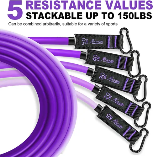 Miniatura 5 de HPYGN - Bandas de resistencia, bandas de ejercicio con asas, bandas de fitness, bandas de entrenamiento con anclaje de puerta y correas de tobillo
