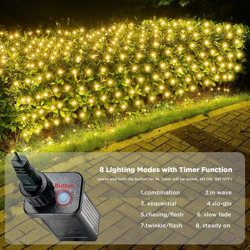 Miniatura 2 de BlcTec Luces de Navidad mejoradas para exteriores, 176 LED, 8.7 pies x 5.2 pies, luces de red de Navidad con certificación UL, 8 modos