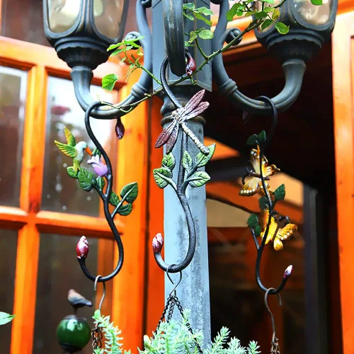 Miniatura 5 de Ganchos en S resistentes, ganchos grandes para plantas al aire libre, ganchos decorativos de metal para colgar macetas de jardín, cestas de flores