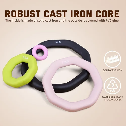 Miniatura 2 de Leikefitness Anillo de Peso 2 en 1 Kettlebell y Mancuerna, hierro fundido + revestimiento de PVC, ejercicio de yoga, aeróbicos, entrenamiento