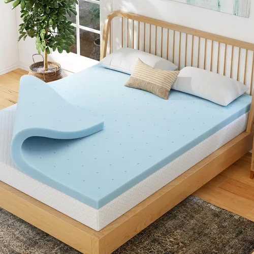 EGOHOME - Cubrecolchón de espuma viscoelástica Queen de 4 pulgadas, con gel refrescante y almohadilla para aliviar la presión en una caja, artículos
