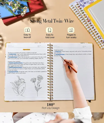 Miniatura 6 de Diario en Espiral Lindo para Mujeres, Cuaderno de 200 Páginas con Líneas 8.5” x 11”, A4 de Gran Tamaño con Tapa Dura en Espiral con Papel Grueso