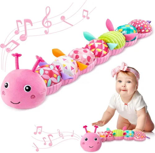 AWOTOY Juguetes para bebés de 0-6-12 meses, juguetes musicales de peluche para bebés con actividad multisensorial, crujidos, sonajeros, juguetes