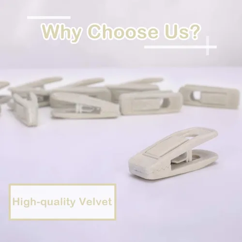 Miniatura 4 de Trgowaul Perchas de terciopelo - Clips fuertes para pantalones delgados (20 unidades, beige)