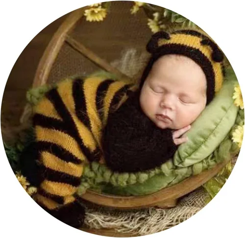Miniatura 18 de Moda recién nacido niños niñas bebé sesión de fotos accesorios trajes ganchillo ropa sombrero de cola larga pantalones accesorios de fotografía