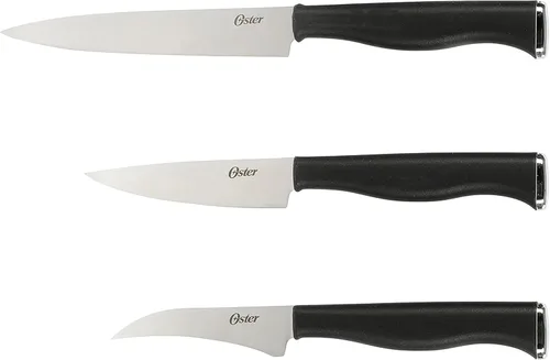 Miniatura 3 de Oster Langmore - Juego de 15 piezas de cuchillos de acero inoxidable con mangos negros – Juego completo de cuchillería de cocina en caja de Negro