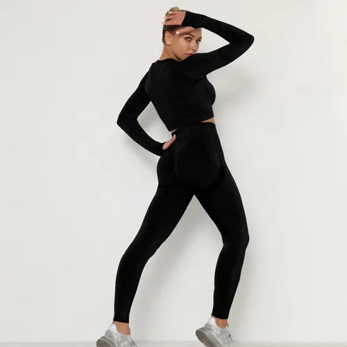 Miniatura 6 de Lu's Chic Conjunto corto de dos piezas para mujer, conjunto de yoga y entrenamiento de cintura alta