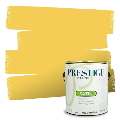 Miniatura 140 de PRESTIGE Pinturas Pintura Exterior e Imprimación En Uno, 1 Galón, Satinado, Pareja Comparable de Benjamin Moore* Amarillo* 320BM-PCM