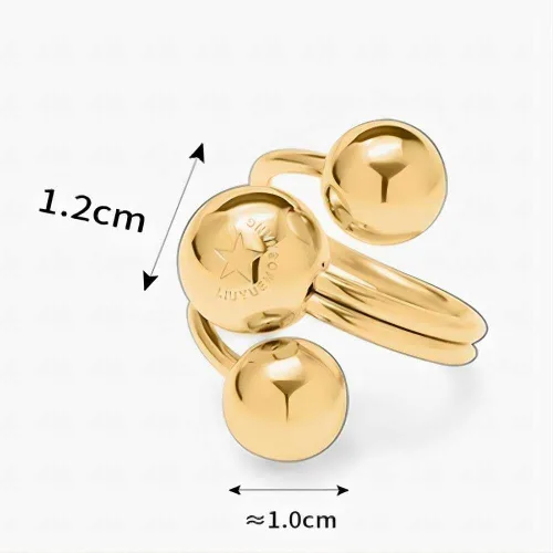 Miniatura 7 de Fuqimanman2020 Anillo de declaración de bola de acero inoxidable en capas 3 bolas redondas abiertas anillos de dedo de oro plata anillo redondo