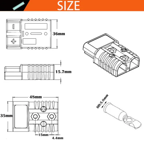 Miniatura 2 de CESFONJER Conector de batería de 50 A, kit de conector de desconexión rápida de batería, se adapta a cable de 6 a 10 AWG, para automóvil
