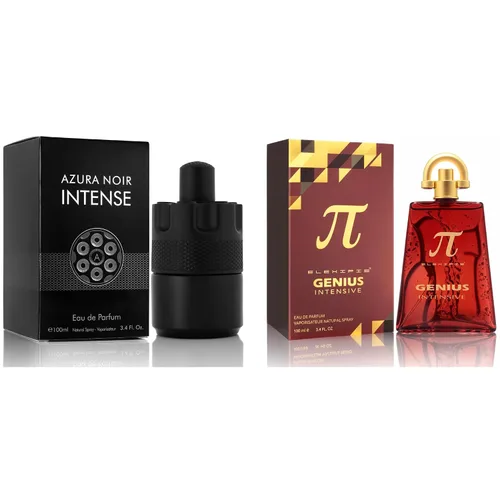 Miniatura 37 de Set de regalo de perfume para hombre, EDP, paquete de 2 (3.4 oz / 3.4 fl oz cada uno), Amazing Code Gold, AQUA DE EP BLUE, ámbar picante y azul