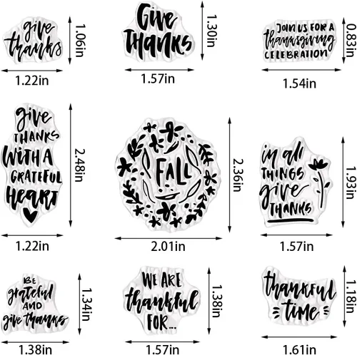 Miniatura 2 de Estivaux Palabras de Acción de Gracias, sellos transparentes para hacer tarjetas y diario, sellos de goma con letras de agradecimiento, palabras