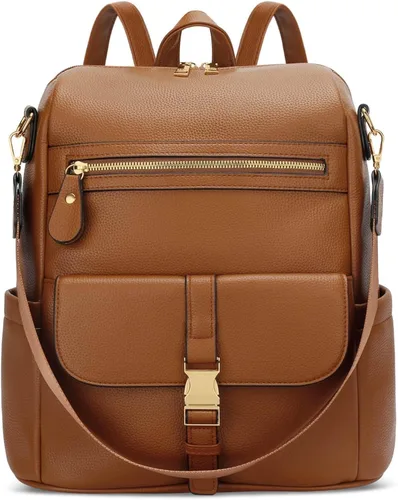 Miniatura 10 de KKXIU Mochila para mujer – Mochila de cuero con múltiples bolsillos para viajes, trabajo y escuela con bolsillo de bloqueo antirrobo, correa