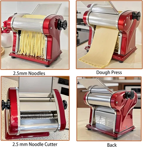 Miniatura 3 de Máquina de prensado de masa eléctrica para hacer fideos domésticos Cortador de 0.098 in incorporado 135 W 11.0 lbs/H Salida para uso doméstico
