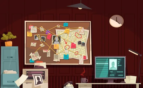 Miniatura 2 de Detective Theme Backdrop 5x3ft Cartoon Wanted Map Banner Photography BackgroundTable Props RBJLSUH227