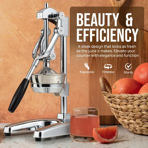 Miniatura 8 de Zulay Kitchen Puplerizer Exprimidor de hierro fundido 9 en 1, exprimidor manual de servicio pesado fácil de limpiar con accesorio prensatelas