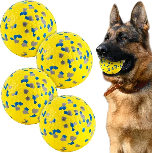 FUSOTO 4 pelotas para perros, pelotas de tenis para perros masticadores agresivos, para cachorros grandes, medianos y pequeños, entrenamiento para