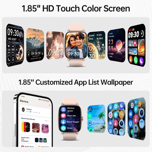 Miniatura 7 de Relojes inteligentes para mujeres y hombres con llamada Bluetooth y voz AI, monitor de actividad física HD de 1.85 pulgadas con monitor de sueño