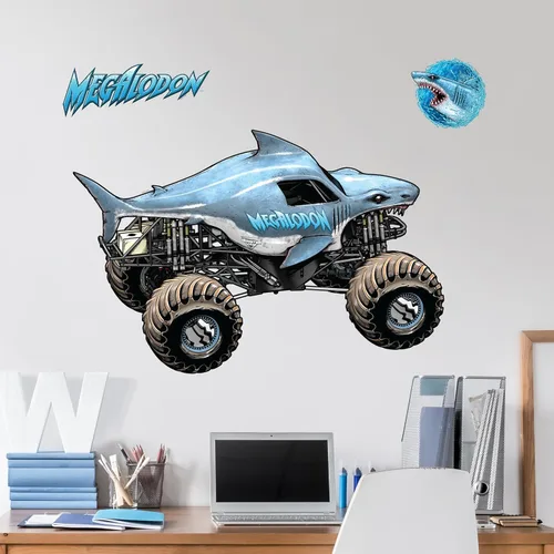 Miniatura 9 de Paquete de calcomanías de pared de Monster Jam Trucks - Grave Digger Son-Uva Digger El Toro Loco Megalodon Zombie ThunderROARus Sparkle Smash