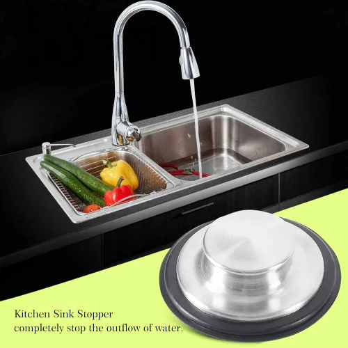Miniatura 5 de CORNERJOY Tapón para fregadero de cocina de acero inoxidable, borde ancho grande de 3.38 pulgadas de diámetro, tapón de eliminación de basura