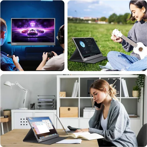 Miniatura 4 de Monitor Portátil de 15.6 Pulgadas 1080P FHD IPS Pantalla de Juegos con USB-C y HDMI, Segunda Pantalla Externa Ultra-Delgada con Cubierta Inteligente
