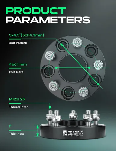 Miniatura 4 de YHTAUTO 5x4.5 Espaciadores de Rueda 1 Pulgada Centrados en Buje, Compatibles con Modelos Nissan e Infiniti, Altima, GTR, G35, M56, Q50 5x114.3 mm