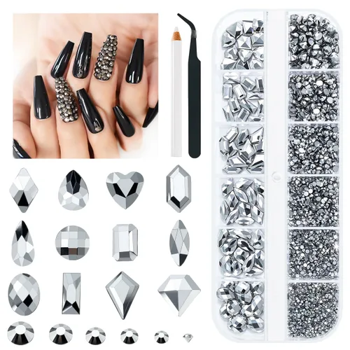 Miniatura 17 de Qiipii 2052 piezas de diamantes de imitación amatista púrpura para uñas, diamantes de imitación de vidrio de color lila claro para uñas, 72 formas