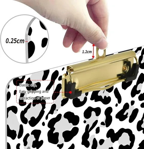 Miniatura 4 de Portapapeles de puntos de vaca, diseño de moda, portapapeles de plástico tamaño carta para estudiantes, niños, mujeres y hombres, tablero de clip