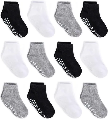 ZAPLES Calcetines tobilleros antideslizantes para bebés con agarre antideslizante para niños y niñas, corte bajo para bebés y niños pequeños