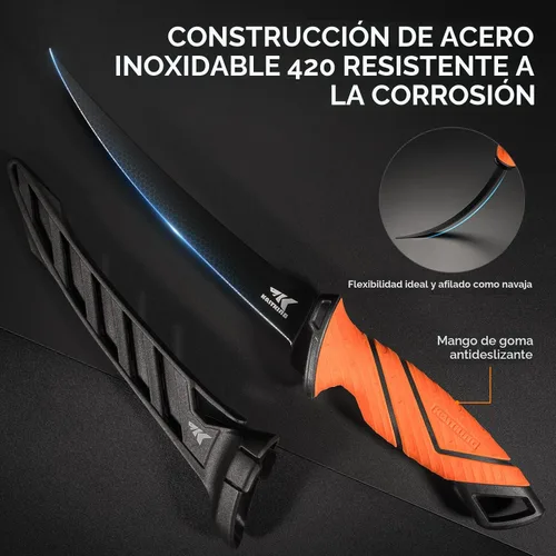 Miniatura 4 de KastKing SteelStream - Juego de herramientas de pesca de 6 piezas, alicates de pesca resistentes a la corrosión con cordón, cuchillo de filete