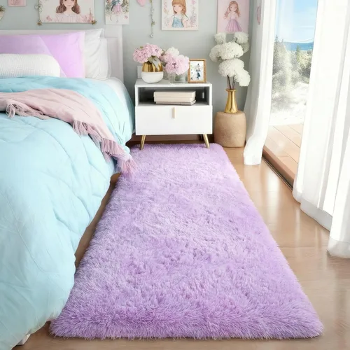 Miniatura 44 de PAGISOFE Alfombras esponjosas de dormitorio de 4 x 6 pies, color negro, alfombra moderna para sala de estar, alfombra lanuda para interiores