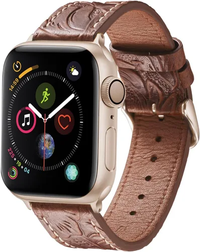 Correas de reloj de cuero compatibles con Apple Watch 38/40/1.614 in 42/44/45/1.929 in correa de repuesto de cuero genuino clásico vintage para