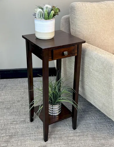 Miniatura 6 de Soporte para plantas de acacia sólida de 2 niveles con cajón