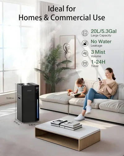 Miniatura 2 de Mifasol Humidificador grande para habitación grande, 5.3 galones/20 litros humidificadores grandes para el hogar, 1500 pies cuadrados, humidificador