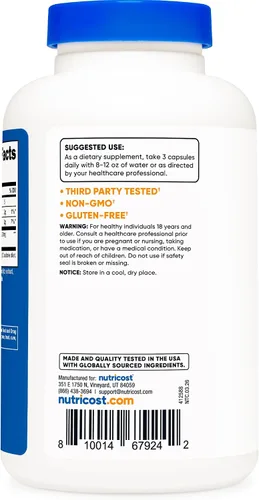 Miniatura 4 de Nutricost Glucomanano 1,800 mg por porción, 180 cápsulas, fuente de fibra natural, sin OMG, sin gluten