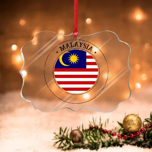 Miniatura 23 de Adornos de Navidad de Malasia, bandera de Malasia, adornos acrílicos, colgante para árbol de Navidad, bandera nacional, recuerdo del país