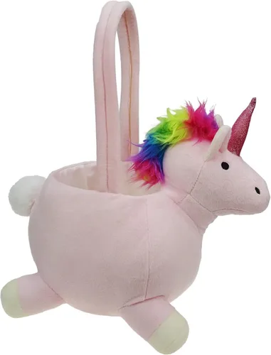 Miniatura 5 de Cesta personalizada para cacería de huevos de Pascua, cesta de unicornio de felpa con nombre impreso (cesta de unicornio con personalización)