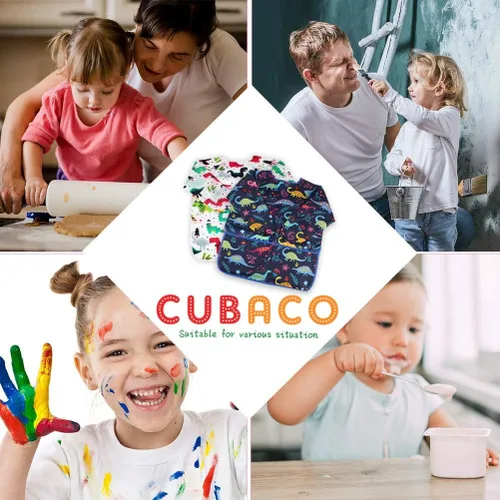 Miniatura 7 de CUBACO Delantal de pintura para niños, 2 piezas impermeables para niños de 3 a 8 años, delantales para pintar delantales con manga larga