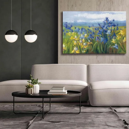 Miniatura 8 de Epic Graffiti Carol Rowan - Lienzo decorativo para pared, diseño "Blue and Yellow Flower Field", 60 x 40 pulgadas