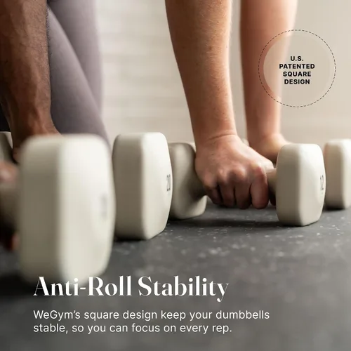 Miniatura 3 de WeGym SafeGrip Square Dumbbells with Anti Slip Handles, Aesthetic Free Weights for Home Workouts, Stable Design Prevents Rolling during Floor