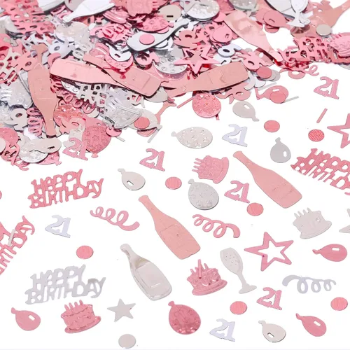 Miniatura 5 de Confeti de cumpleaños número 13, confeti de oro rosa número 13, confeti de papel de aluminio metálico, estrella para pastel de cumpleaños, confeti