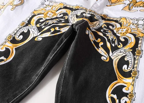 Miniatura 34 de Baylvn - Pantalones de mezclilla entallados y estampados para hombre con corte recto
