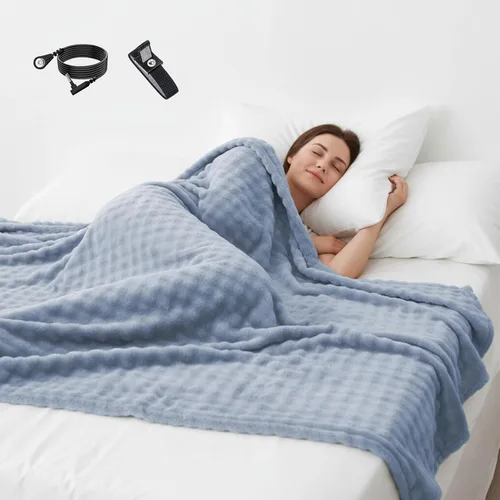 Miniatura 12 de Manta de tierra tamaño Queen, manta de tierra para mejorar el sueño, aliviar el dolor, alfombrilla conductiva a tierra para cama con alambre de Verde