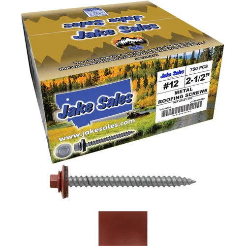 Miniatura 10 de 12 tornillos para techos de metal gris ABC de 2-1/2 pulgadas, cabezal de arandela hexagonal, arranque automático/roscado, arandela EPDM. 1 bolsa