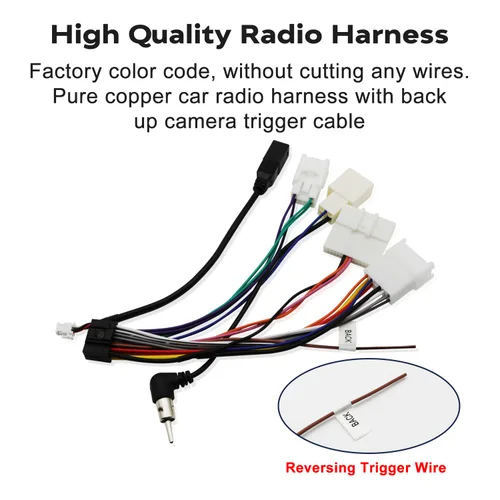 Miniatura 6 de Arnés de cableado de radio estéreo para coche para radio de Toyota de 2012 y posteriores. Adaptador de cable de radio con soporte para antena