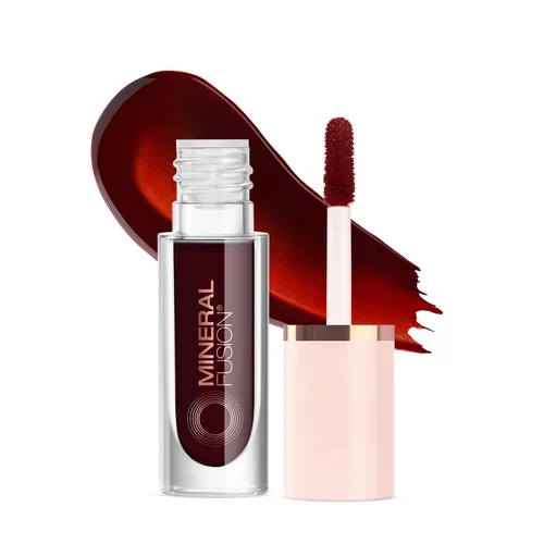Mineral Fusion Merlot 2 en 1 Lip & Cheek Stain Merlot, 0.10 onzas líquidas, rojo cereza profundo hidratante, de larga duración, color mate para