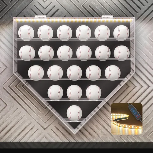 Miniatura 9 de Estuche de exhibición de béisbol, estuche acrílico para pelotas de béisbol, caja iluminada de sombra de béisbol, caja de sombra de béisbol