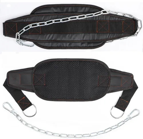 Miniatura 8 de Cinturón de inmersión de fitness con cadena para levantamiento de pesas, cinturón de dominadas, cinturón de inmersión, accesorio de cuero