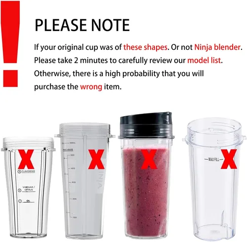 Miniatura 5 de Piezas de repuesto para licuadora Ninja sin BPA de 32 onzas y tapas de sellado para sorbos (2 juegos) aptos para lavavajillas, para licuadoras Ninja