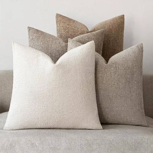 Miniatura 12 de 18x18 Fundas de almohada de chenilla, paquete de 4, serie neutra beige/marrón